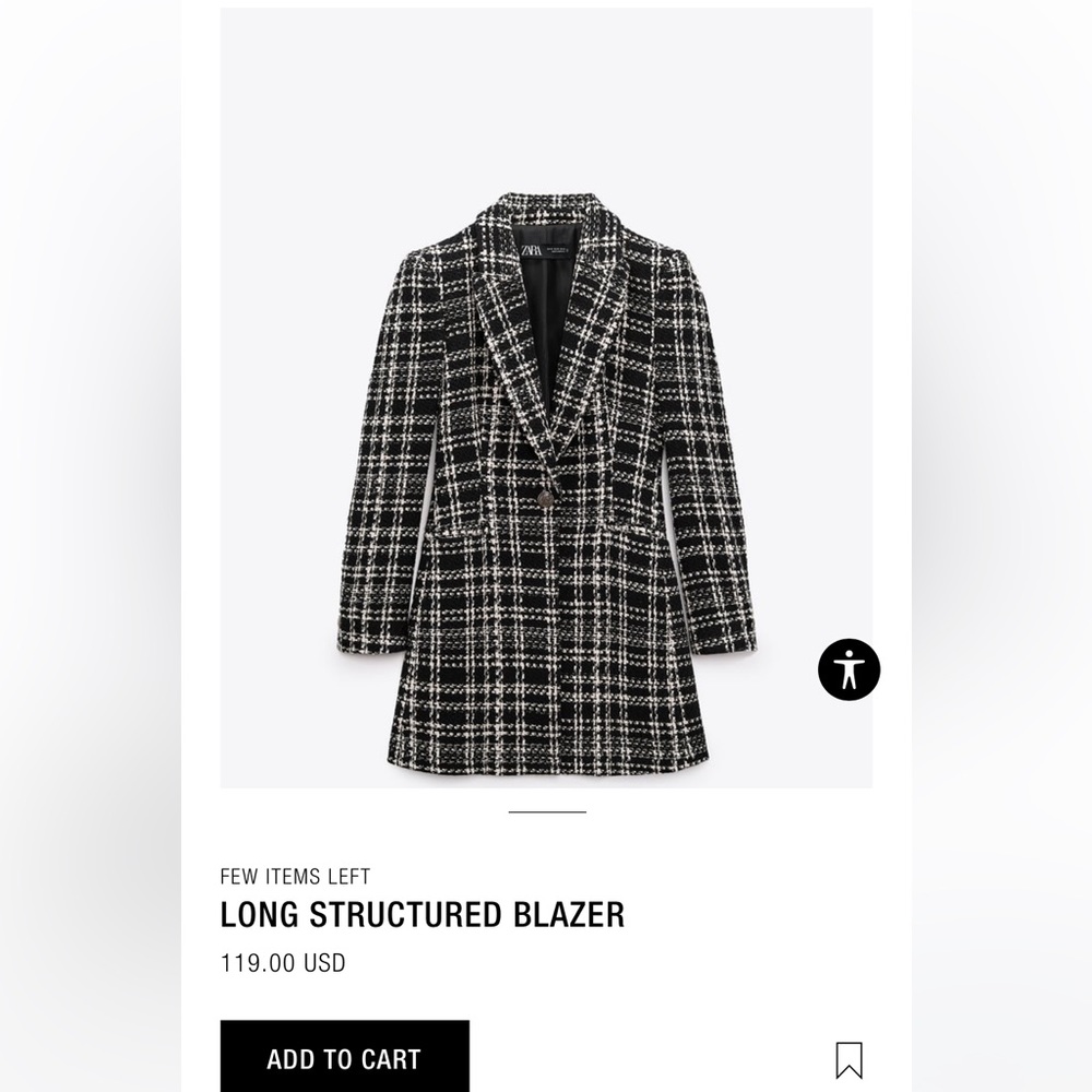 Zara LONG STRUCTURED BLAZER